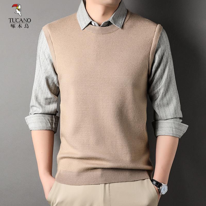 TUCANO/啄木鳥雅丹风男士简约保暖舒适假两件毛衣