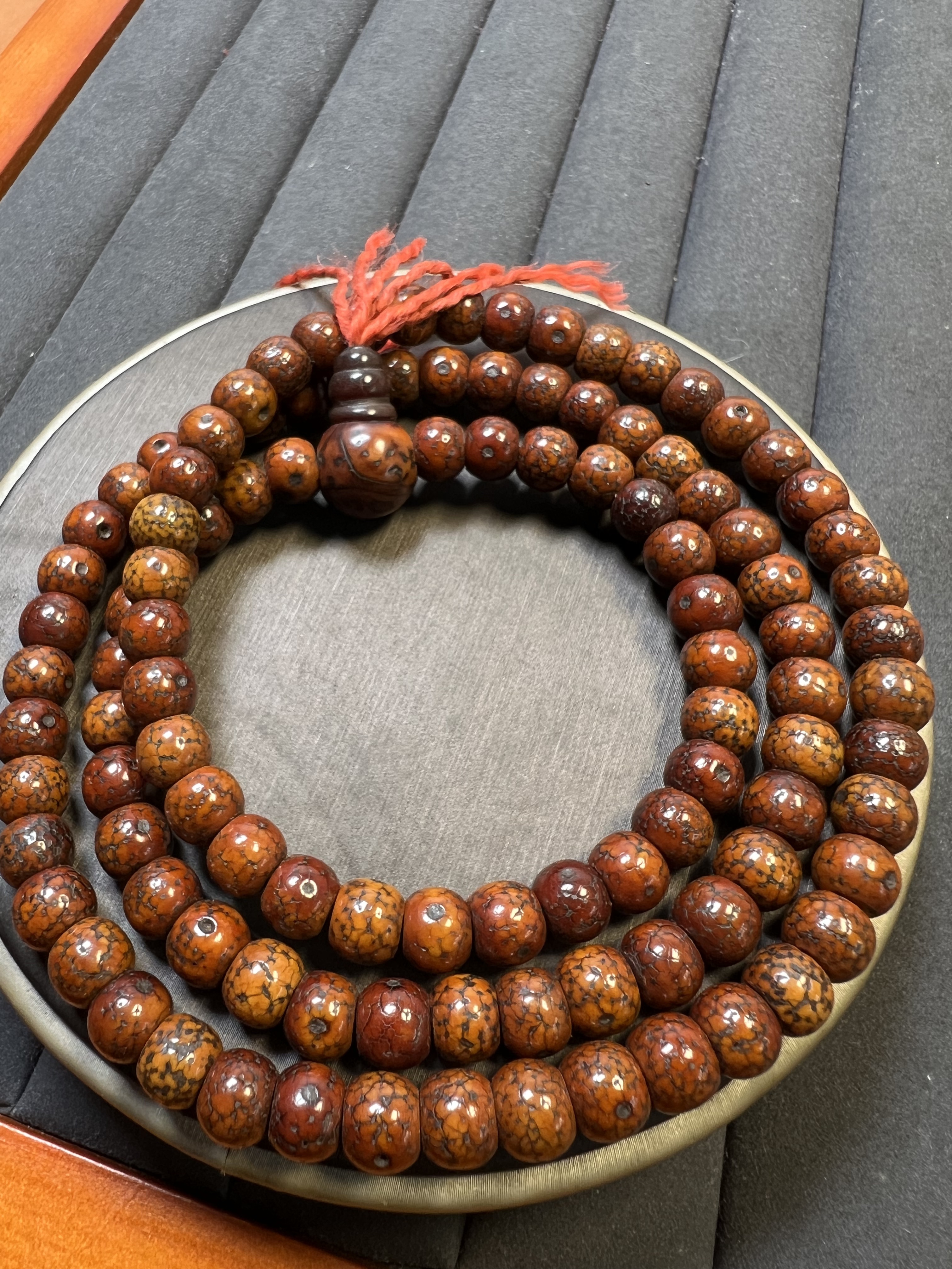 星月菩提108手串小尺寸藏区回流老年份包浆醇厚玉化精致款素串