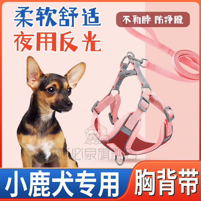 小鹿犬专用品小型犬狗狗牵引绳胸背带背心式反光遛狗绳外出牵引带