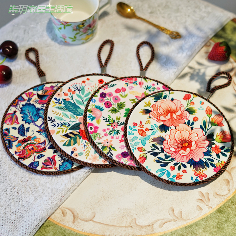 陶瓷隔热垫家用餐桌垫陶瓷防烫耐高温垫碗垫锅垫单个组合套装欧式