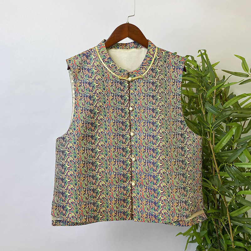 【上久楷-五星出东方】新中式国风马甲复古提花一字扣无袖女士马夹