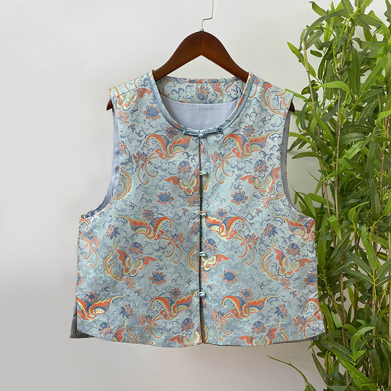 【蝶恋花】国风时尚复古改良新中式提花宋锦马甲无袖圆领秋季新款