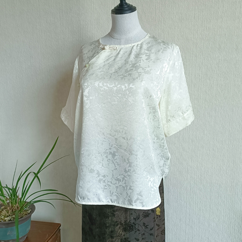 309-399新中式女装上衣国风桑蚕丝短袖时尚上衣