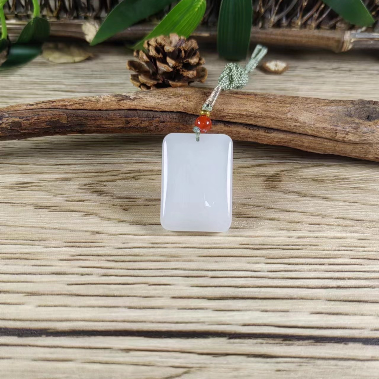 Gloire/古名【睿泽鉴宝】金丝玉长方双鼓吊坠百搭精美简约  YH0033