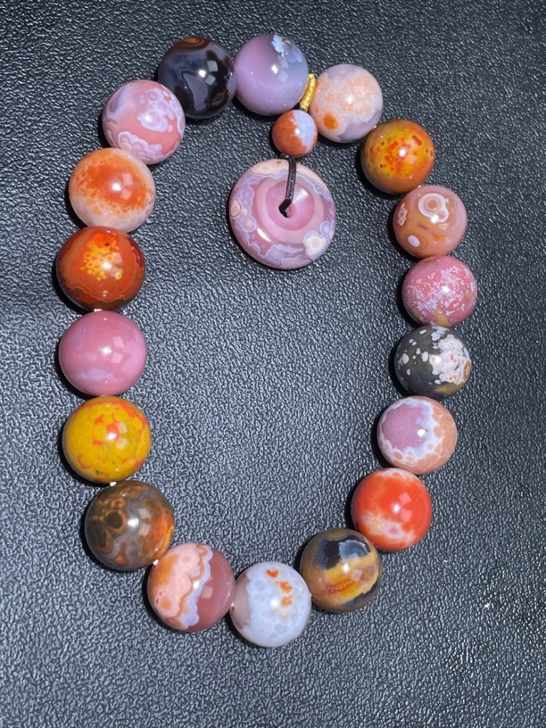 战国红玛瑙精品多宝18粒手串颜色丰富多彩尺寸19mm