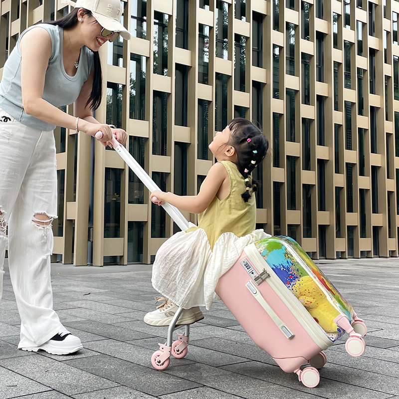 卡路宝儿童拉杆箱可坐可骑遛娃行李箱女孩宝宝便捷登机小孩旅行箱