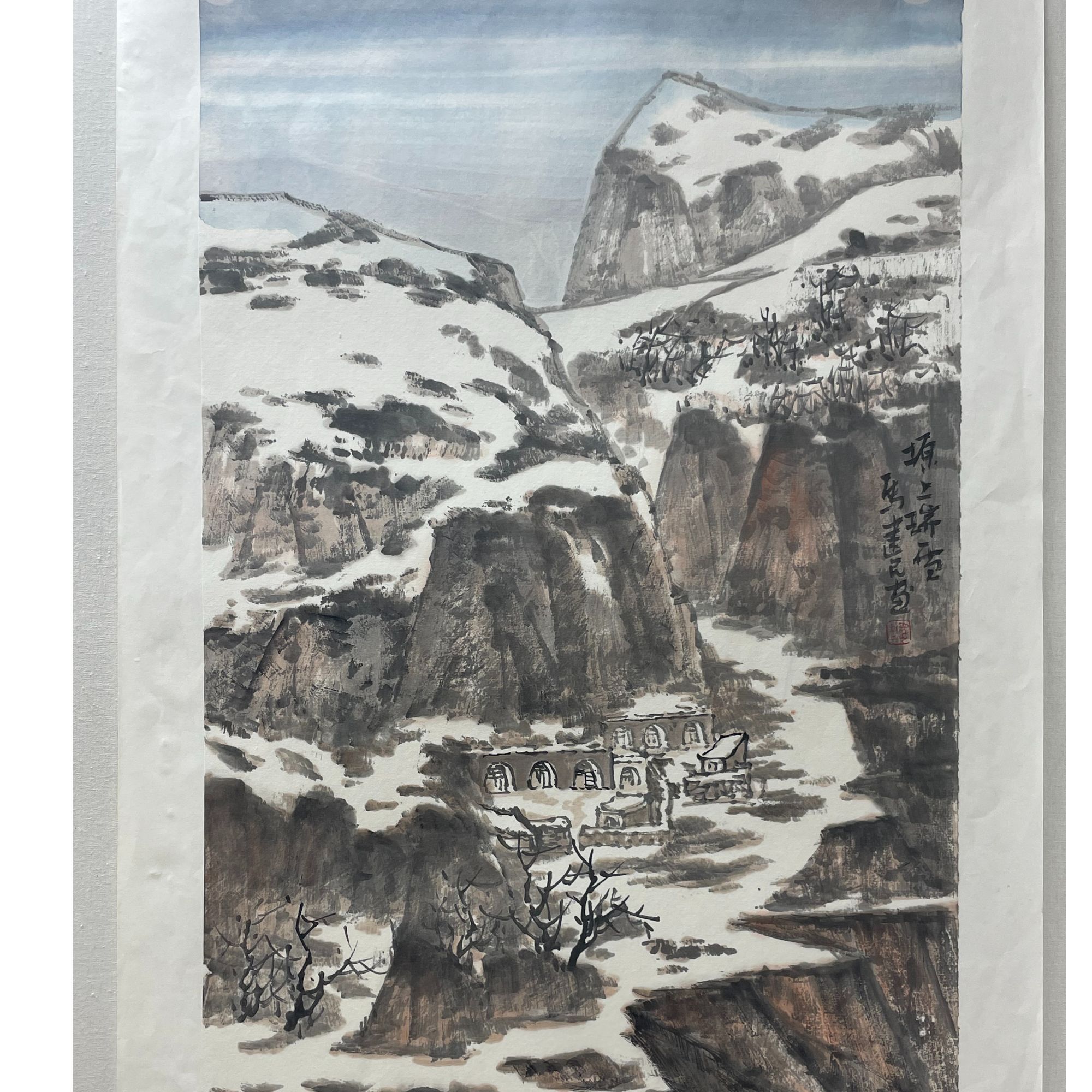 马建民《塬上瑞雪》山水作品