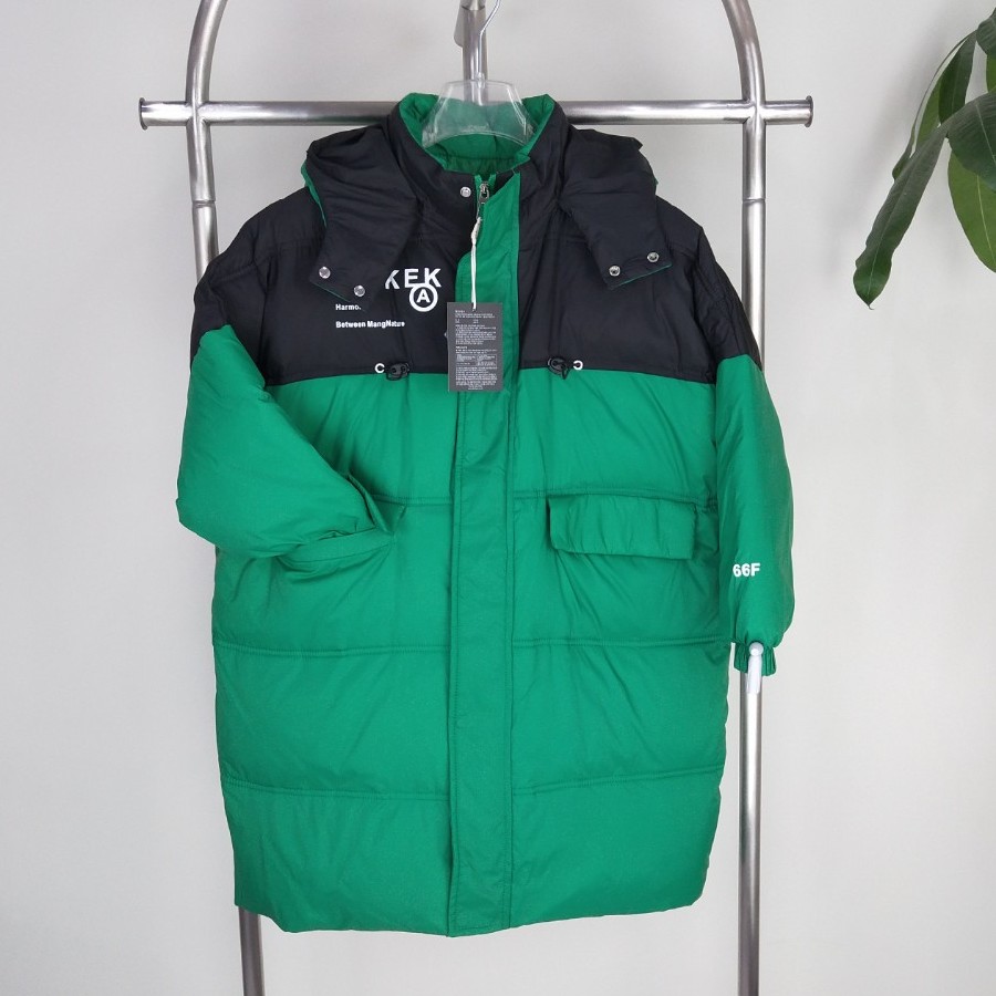 童新款拼色羽绒服女中长款过膝韩版宽松鹅绒冬外套YZ-A