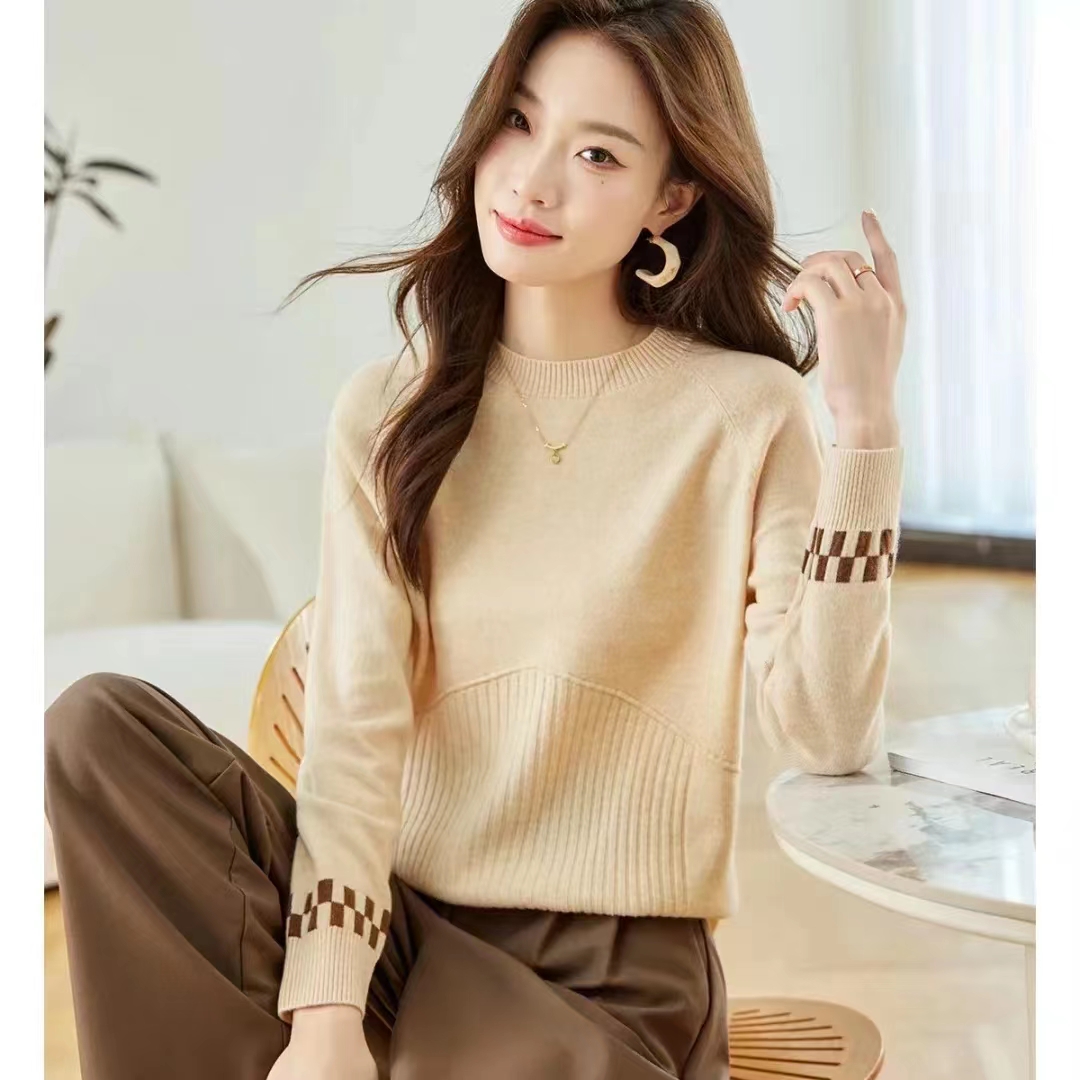 羊绒宽松长袖时尚百搭半高领针织衫纯色圆领网红秋冬套头