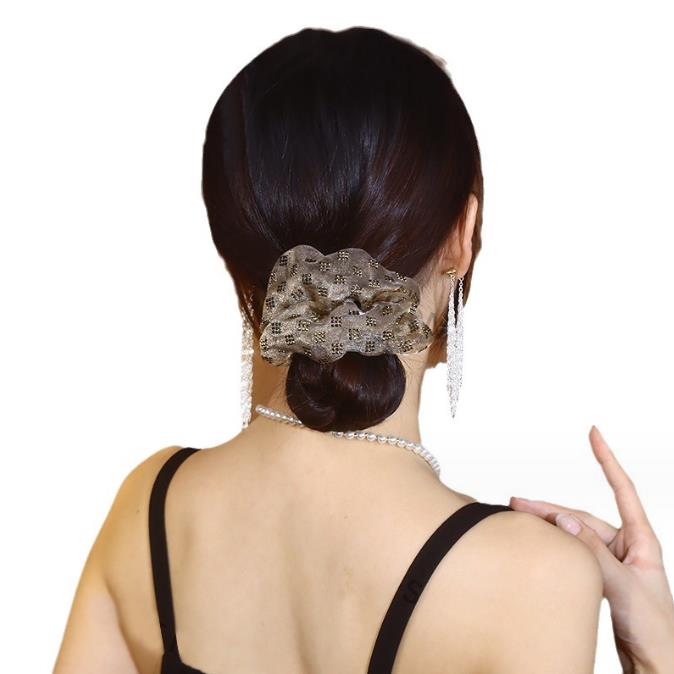 诗泊雅 高弹力欧根纱格子头绳双层发圈女耐用低丸子头发绳