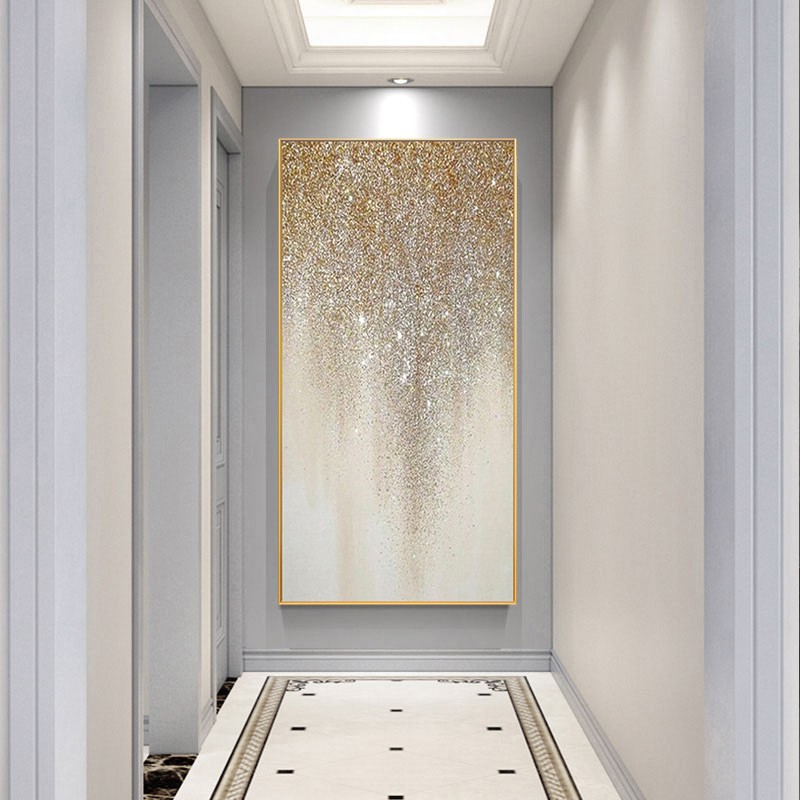 纯手绘油画抽象富贵满天星玄关装饰画现代轻奢走廊过道背景墙挂画