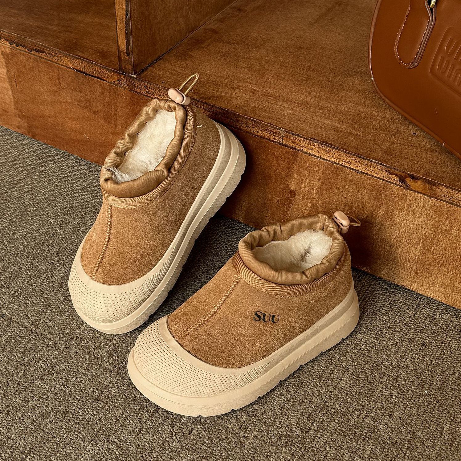 冬季新款儿童保暖低帮雪地靴男童女童一脚蹬防踢加厚棉靴棉鞋