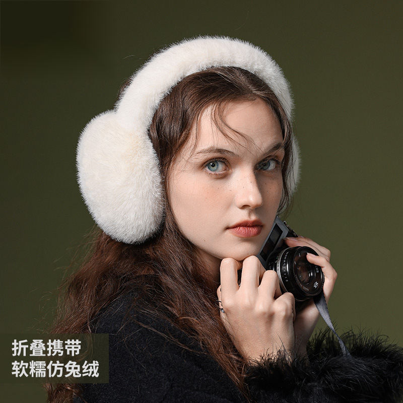 白色兔毛软萌可爱大号毛绒耳捂子保暖防冻护耳冬季耳罩女耳套耳暖