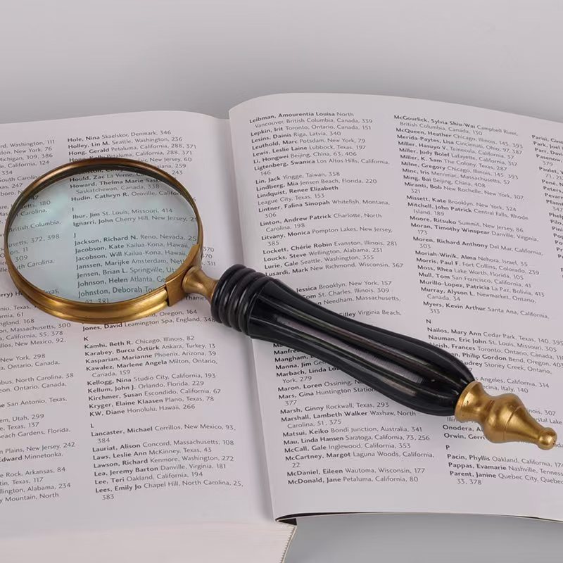 欧式进口复古黄铜放大镜书房老人手持放大镜