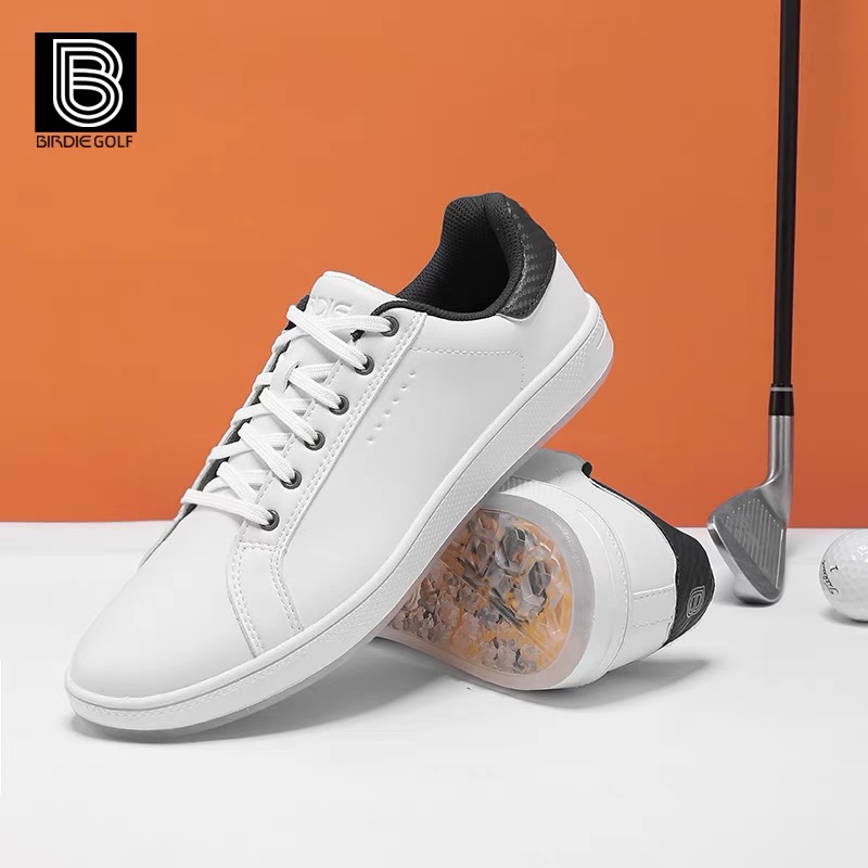 新品 birdie泊蒂高尔夫球鞋男款防水鞋 透气耐磨休闲板鞋 小白鞋