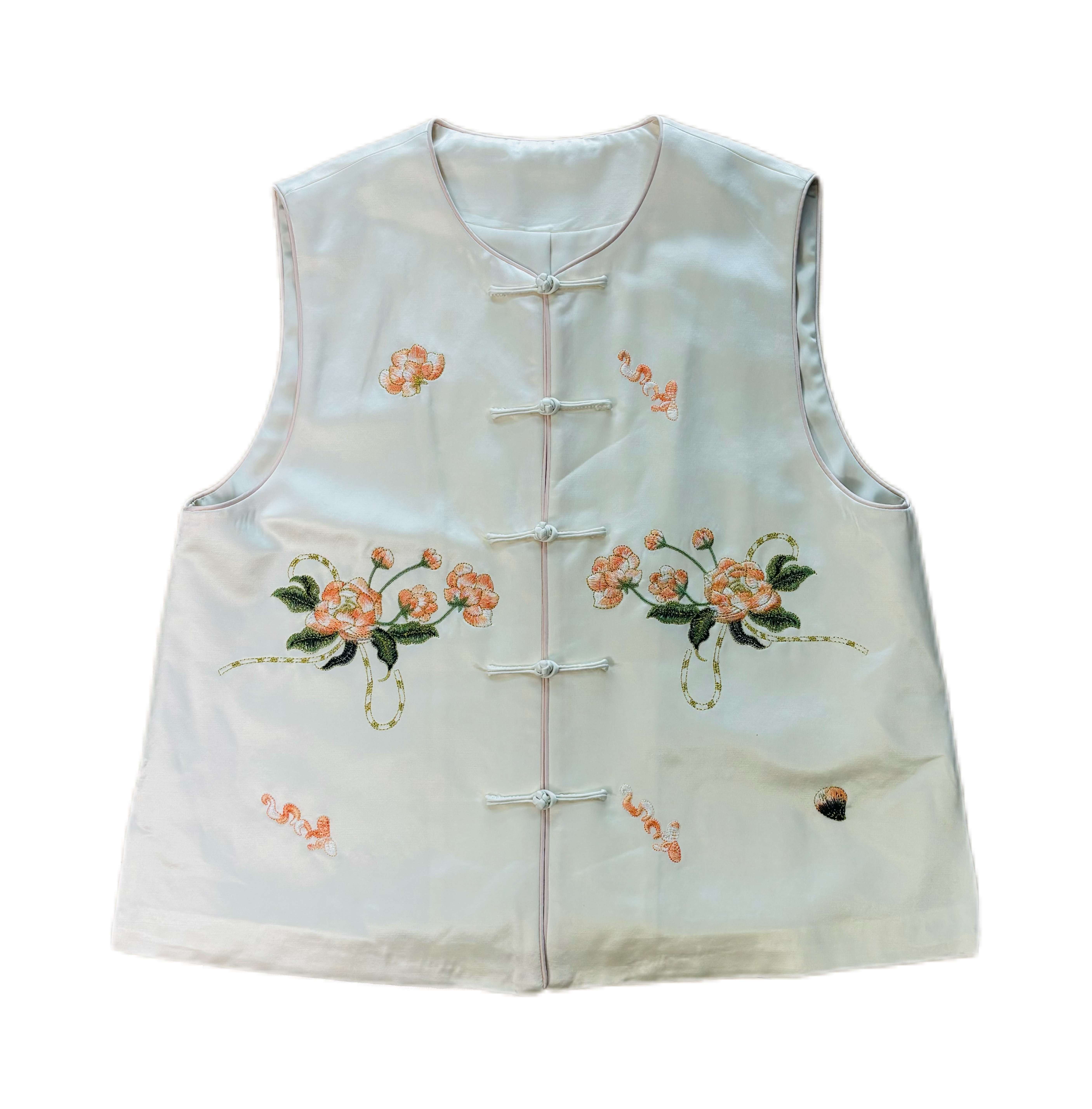 【云舞香纱】新中式国风刺绣圆领双层马甲幼儿园老师时尚花卉马夹