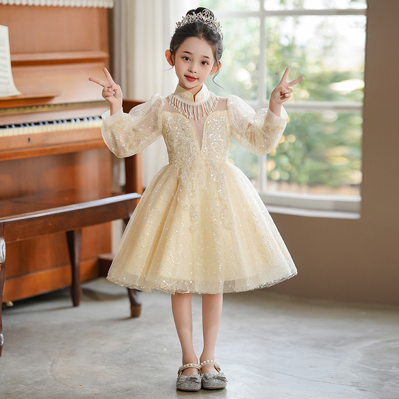 女童连衣裙夏季新款洋气婚礼走秀小女孩超仙网红花童公主裙演出服