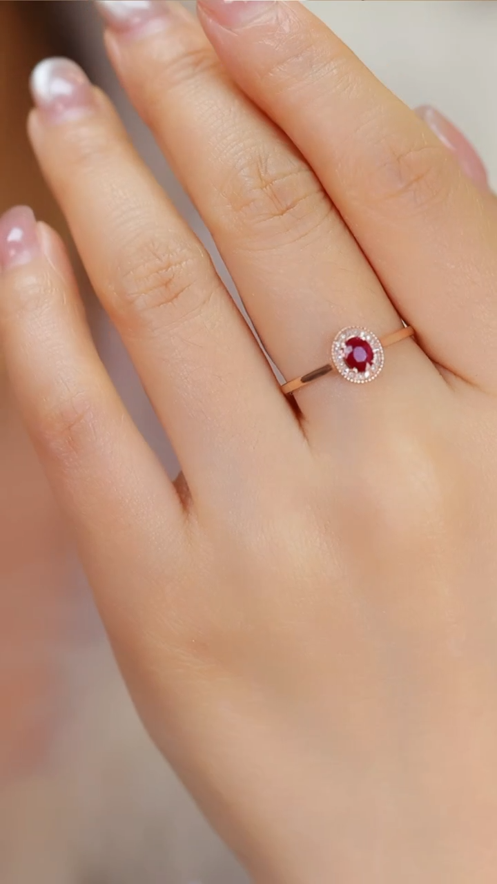 【闪购商品】红宝石戒指18K金镶嵌0.7CT@@U5074