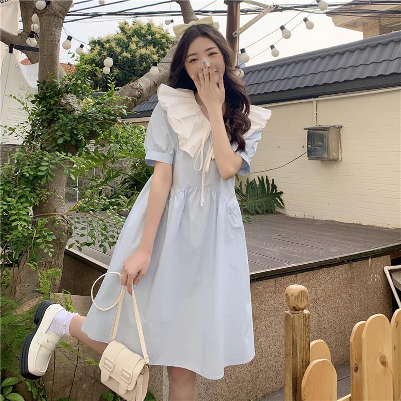 加大300斤可穿 娃娃领设计感连衣裙女夏季2022新款学院风森系裙子