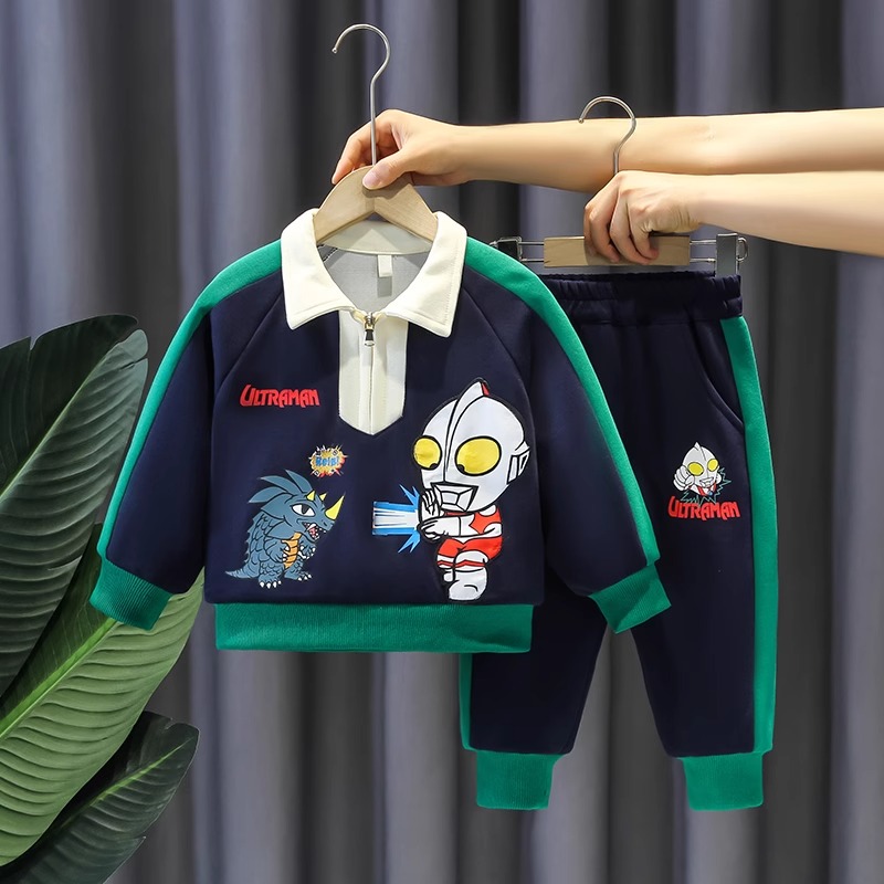奥特曼衣服男童秋装套装新款洋气时髦小儿童春秋季宝宝运动酷帅潮