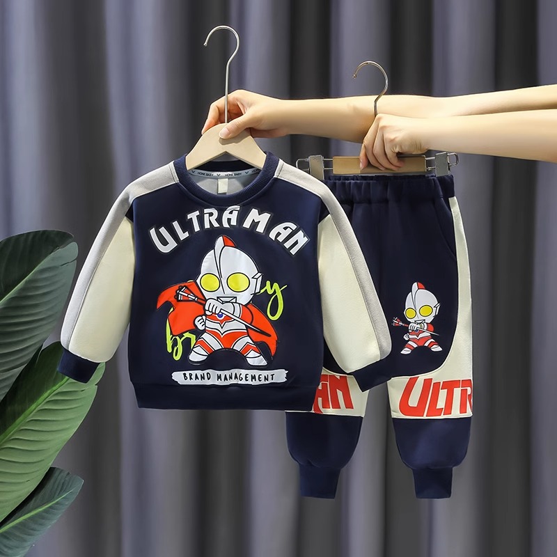 奥特曼衣服男童秋装套装宝宝新款时髦拼接童装儿童帅气运动两件套