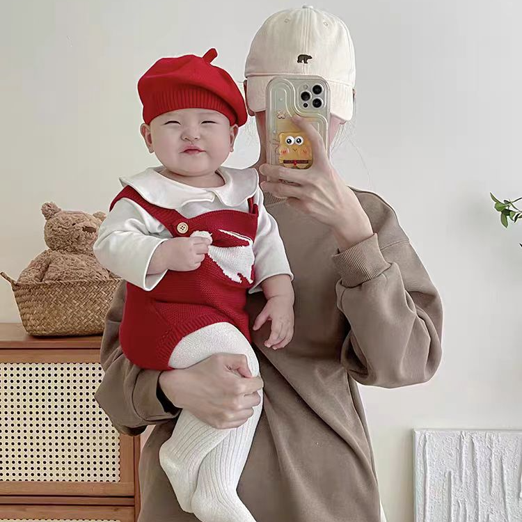 【三颗心】女宝宝加绒加棉纯棉韩系可爱造型外出服背带裤哈衣