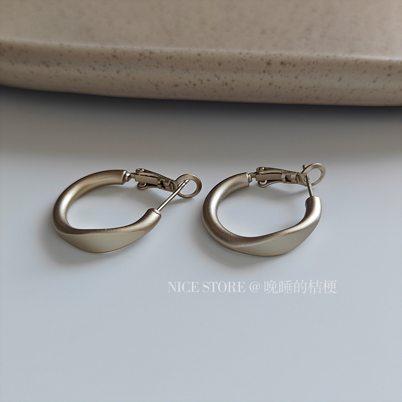 合金耳饰 晚睡的桔梗「优雅主义」日韩小众哑光磨砂耳环百搭素耳圈
