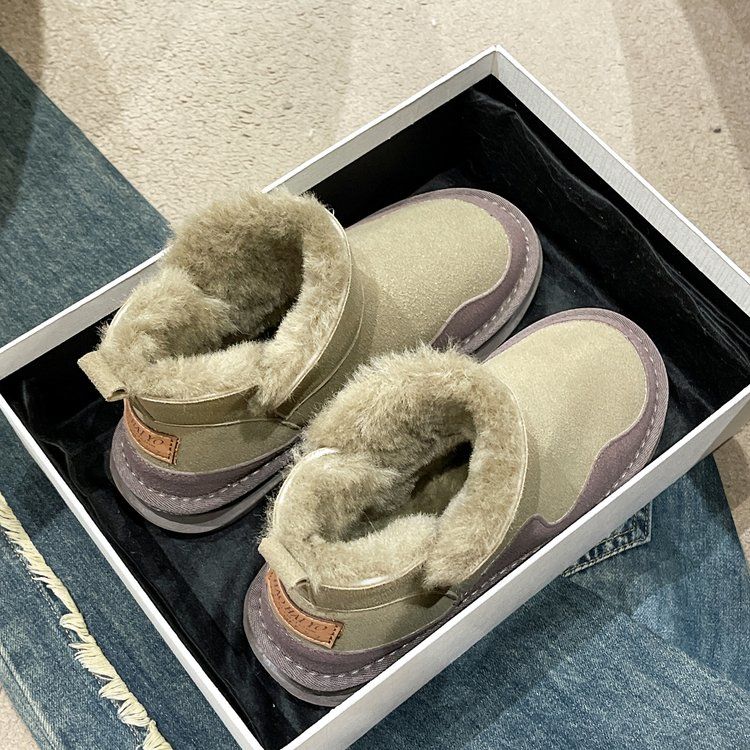 雪地靴女2023年冬季新款桑坡加厚皮毛一体防水加绒加厚保暖棉鞋女