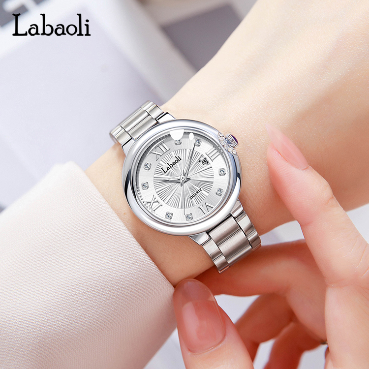 labaoli/拉宝丽（婷婷）LA586-简约带历夜光指针实心钢带女士腕表
