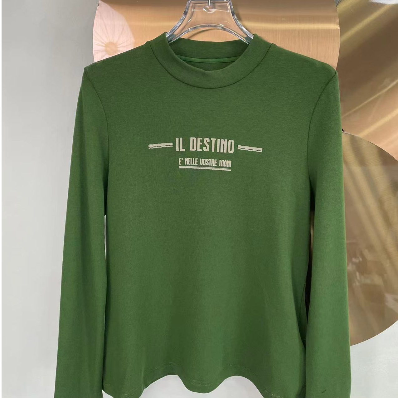 24年S-1113常规款长袖拼色T恤纯色保暖潮流女士秋冬印花打底衫