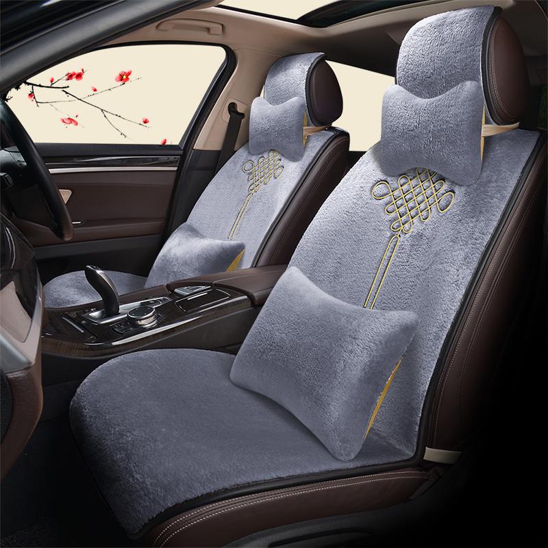 汽车坐垫冬季植绒绒短毛绒坐垫毛绒绒免绑车靠垫子冬天保暖座垫套