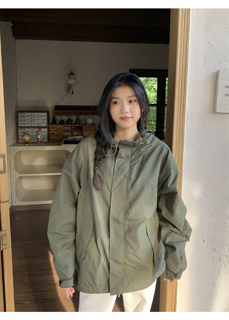 【47】 春秋美式潮流运动连帽外套潮流百搭休闲冲锋衣外套~男女同穿