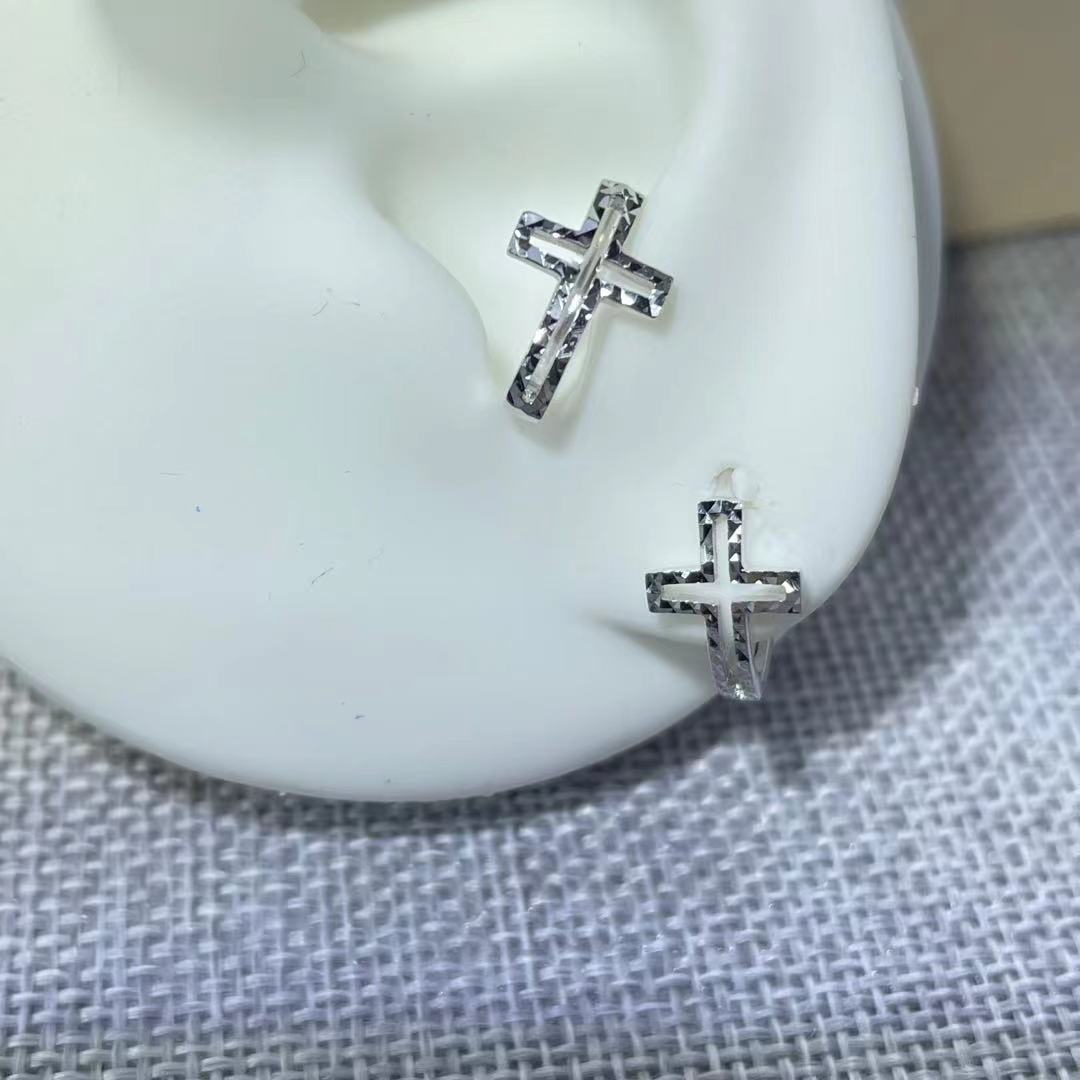 PT950 铂金耳饰  满天星十字架耳扣  简约个性 S 16011