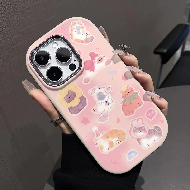 猫猫金属框苹果华为荣耀vivo小米oppo手机壳卡通iPhone15