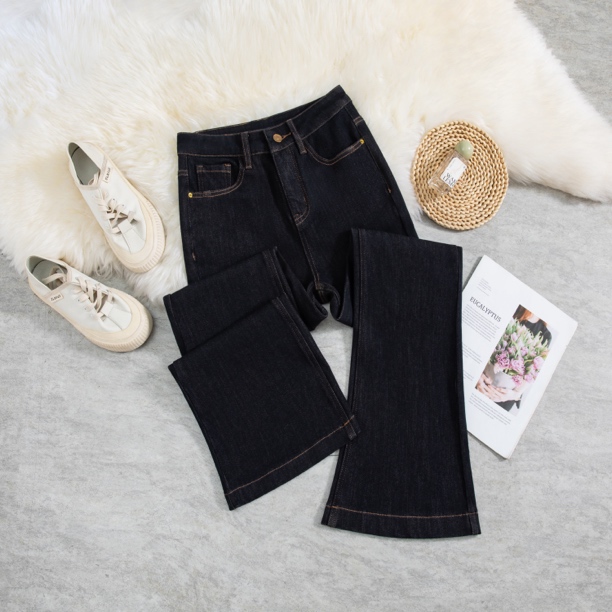 【JEANS】丹宁蓝·不掉色-360°完美弹老钱风窄版微喇裤直筒百搭