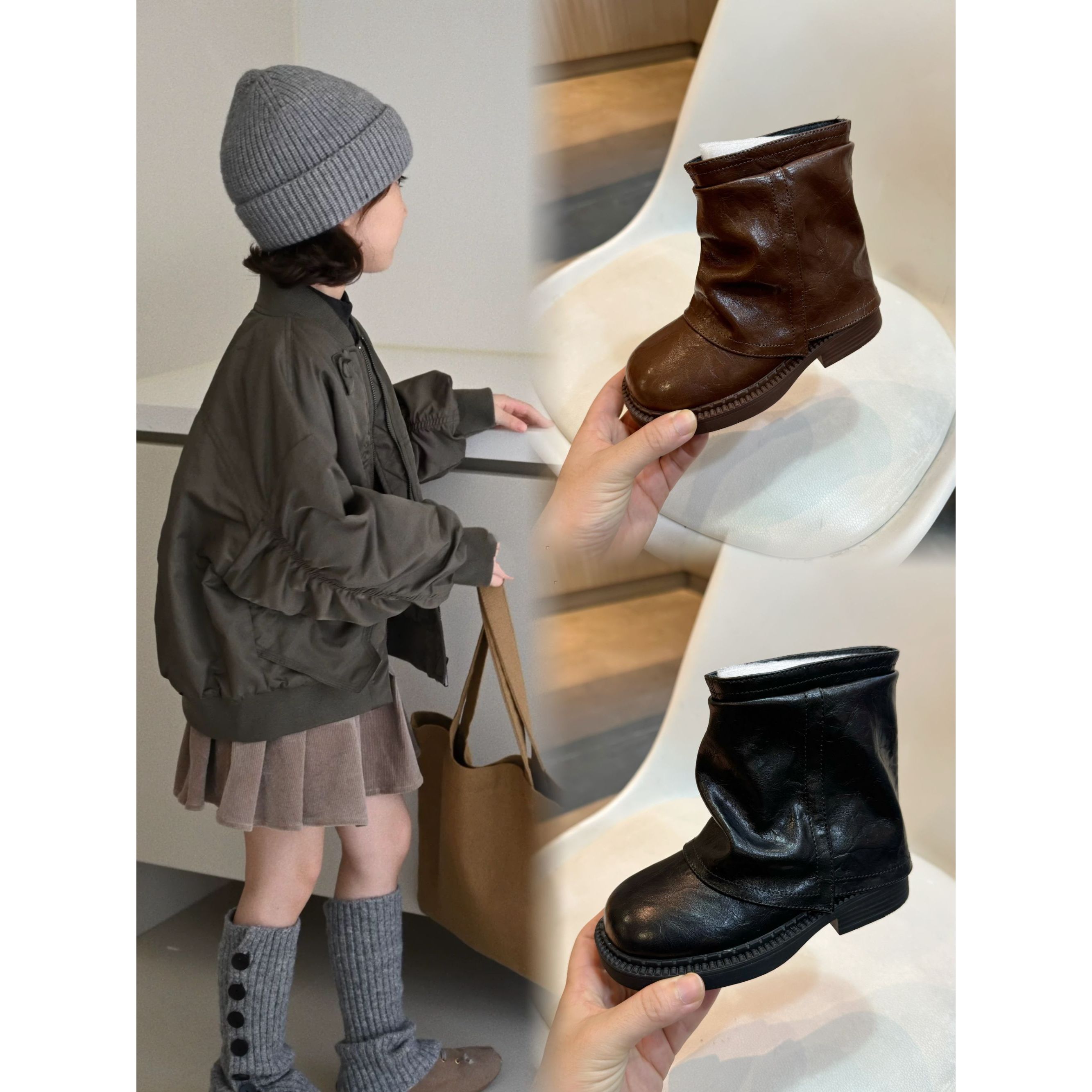 泡妈童装   2024冬季儿童休闲童鞋潮流女童皮靴8111