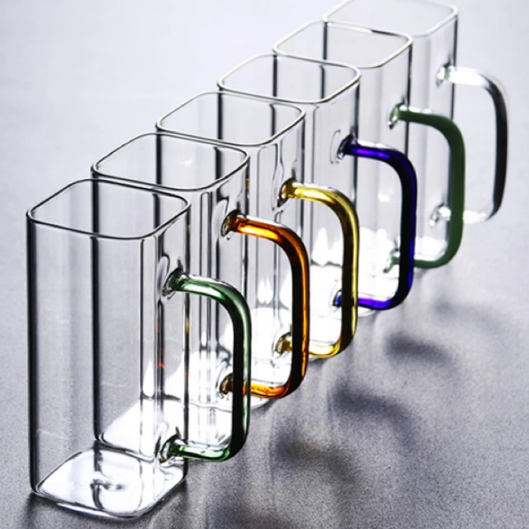 绿茶小方杯茶杯玻璃透明泡茶杯家用防烫