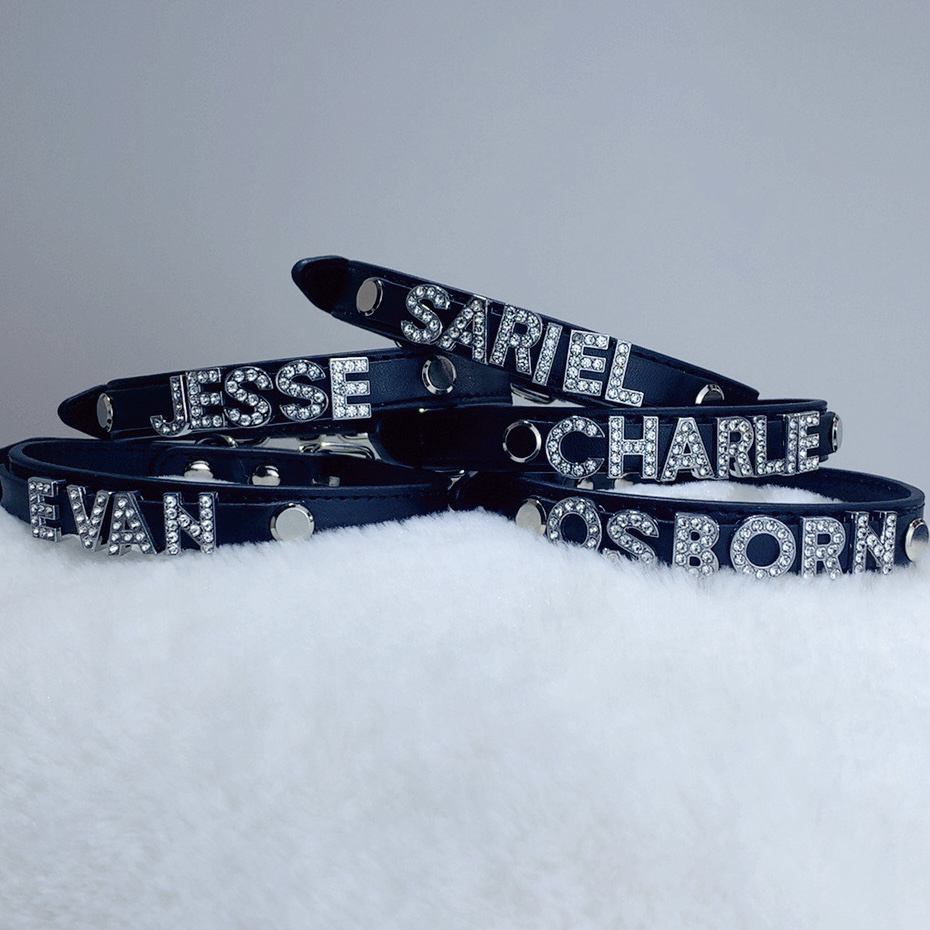 钛钢皮质项链 光夜皮质项圈个性脖子链可调节字母项链气质甜酷