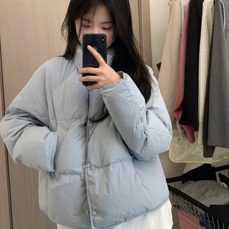 显瘦棉服女2023年新款韩版小个子设计感棉袄面包服短款立领外套女