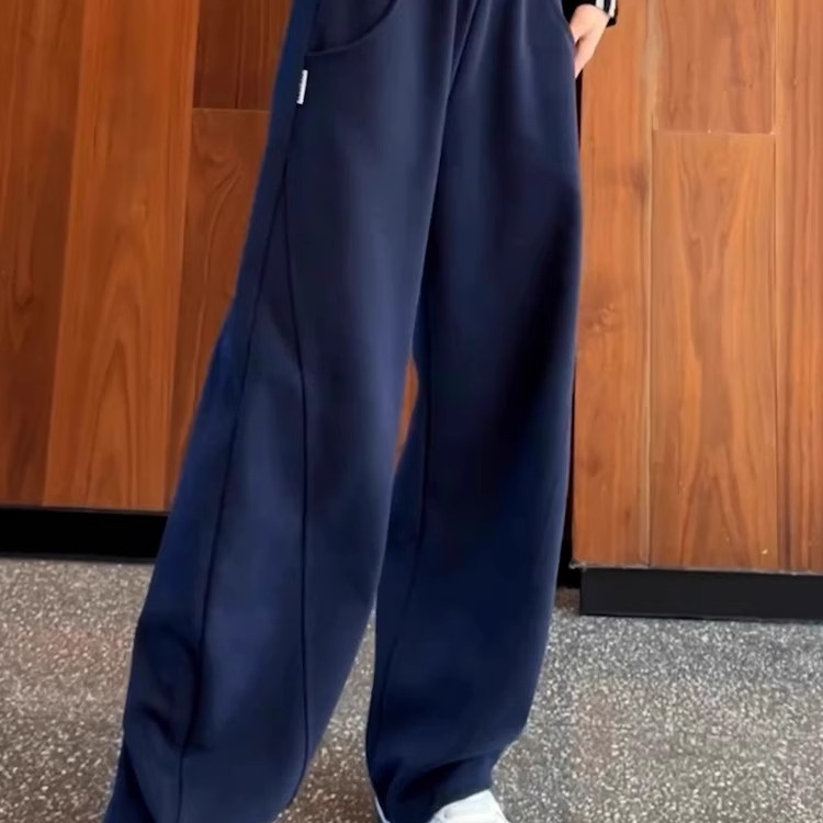 芊芊芙直筒卫裤女春秋加绒加厚香蕉裤高腰运动裤休闲显瘦阔腿长裤