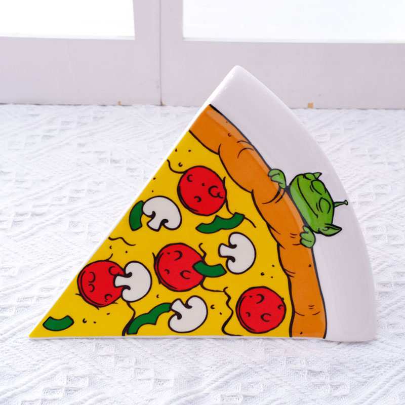 TKP尾单卡通陶瓷碟三眼仔披萨造型小碟可爱家用甜品盘零食盘餐盘
