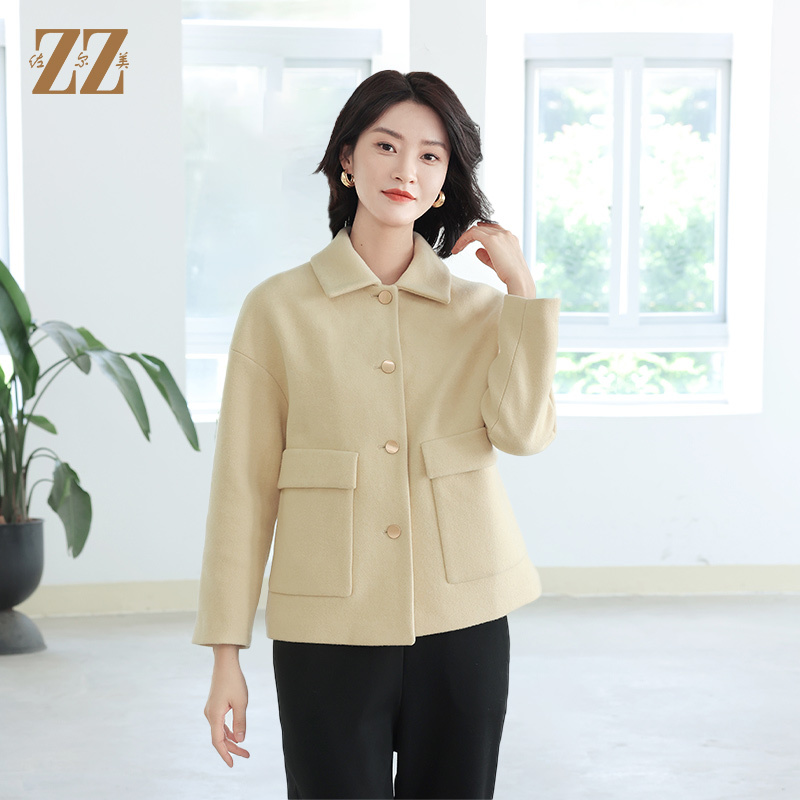 佐尔美秋冬新款 绵羊毛休闲时尚短款毛呢外套女E24ZD39