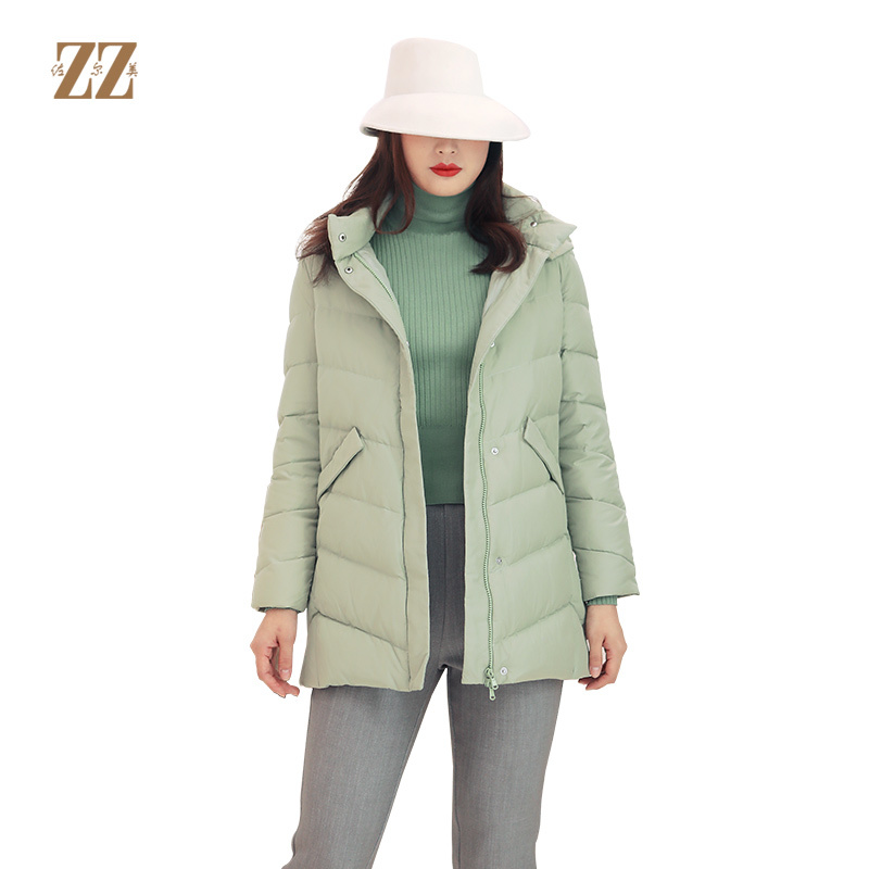 ZZ/佐尔美佐尔美冬季连帽中长款休闲羽绒服保暖妈妈帽子E94YY23
