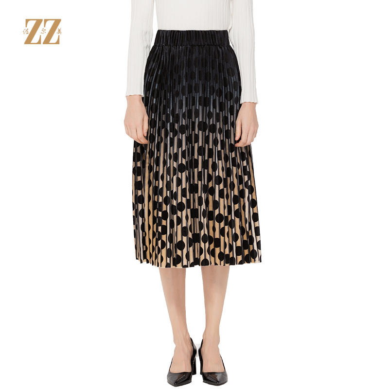 佐尔美「红人上新」气质波点渐变中长过膝中年半身裙E83QC34