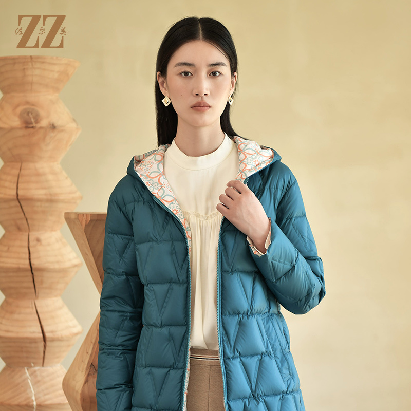 佐尔美冬季新款时尚纯色保暖中长款短款加厚女款羽绒服女E24YY20
