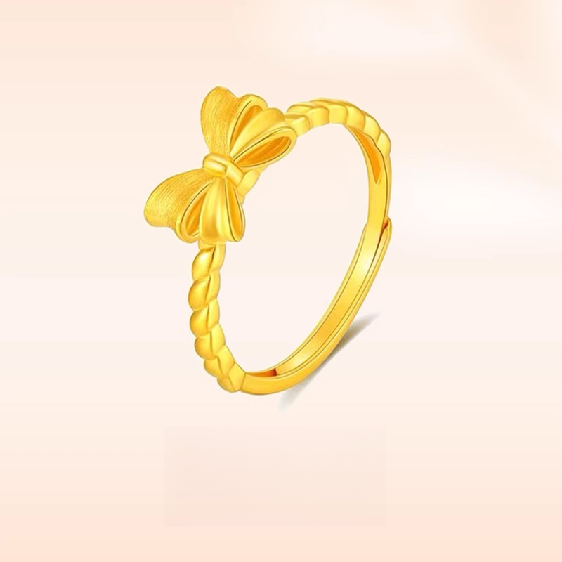 足银戒指 女款气质时尚可爱轻奢简约甜美可调节小众蝴蝶结戒指