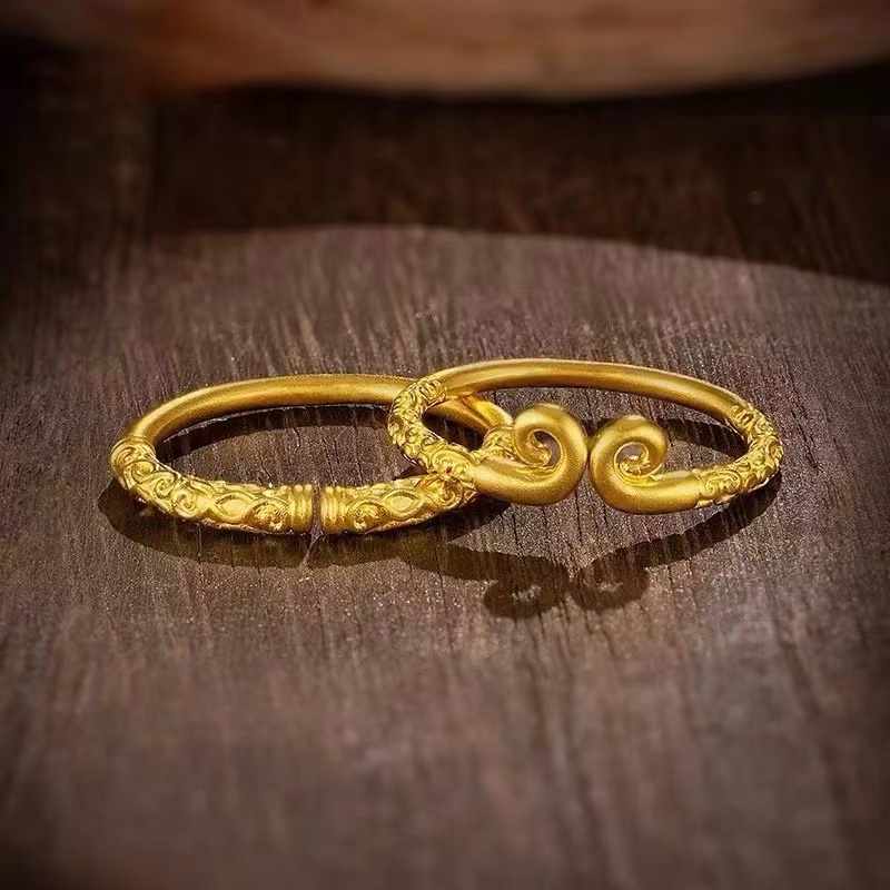 足银戒指 女款时尚情侣复古简约经典素款可调节精美紧箍咒戒指