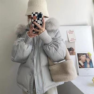 折扣女装款宽松棉服2023冬小个子棉衣狐狸毛外套