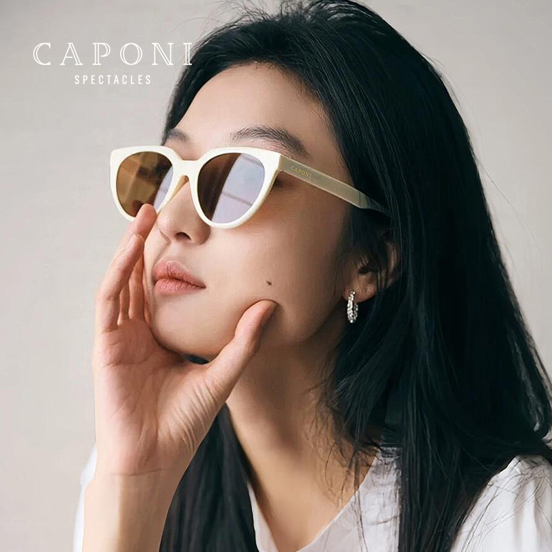 CAPONI孙千白框猫眼墨镜女焦糖镜2025新款高级感防紫外线KRISTEN