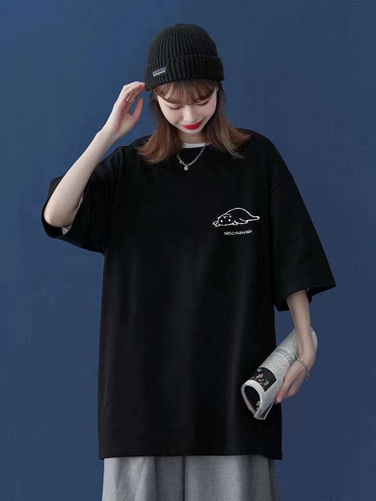 #全店只做纯棉#慵懒小猫150斤-300斤，纯棉大码短袖百搭宽松T恤